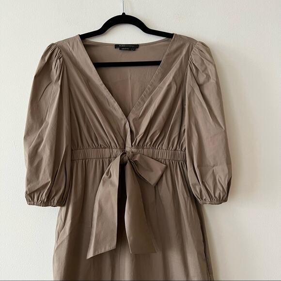 BCBGMaxAzria Tan Puff Sleeve Tie Front Dress - Picture 2 of 5